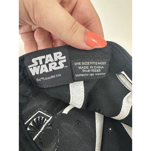 Star Wars Snapback Hat Black Embroidered Logo Printed Brim One Size Fits All - Picture 3 of 10
